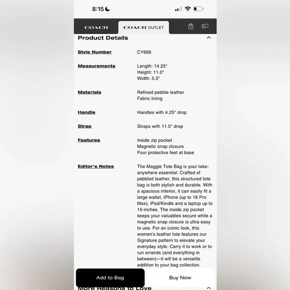 Coach Taupe Leather Tote Bag - Picture 10 of 10